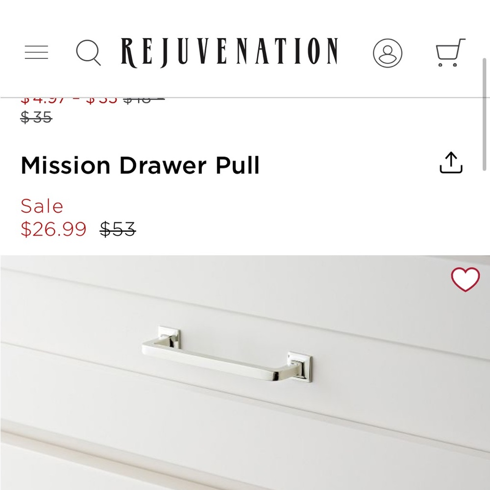 (8)NWT Rejuvenation Mission Drawer Pull Polished Chrome 4”